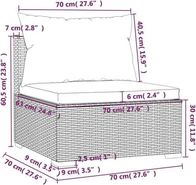 Alt view image 6 of 6 - vidaXL Patio Lounge Set Outdoor Sectional Sofa Set 10 Piece Brown Poly Rattan