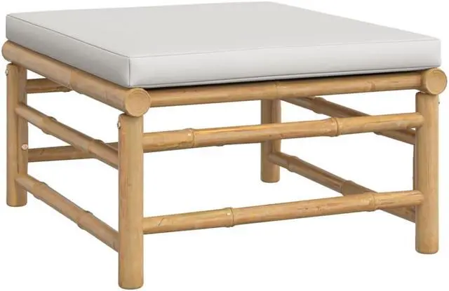 Alt view image 6 of 6 - vidaXL Patio Furniture Set 6 Piece Lounge Set with Light Gray Cushions Bamboo