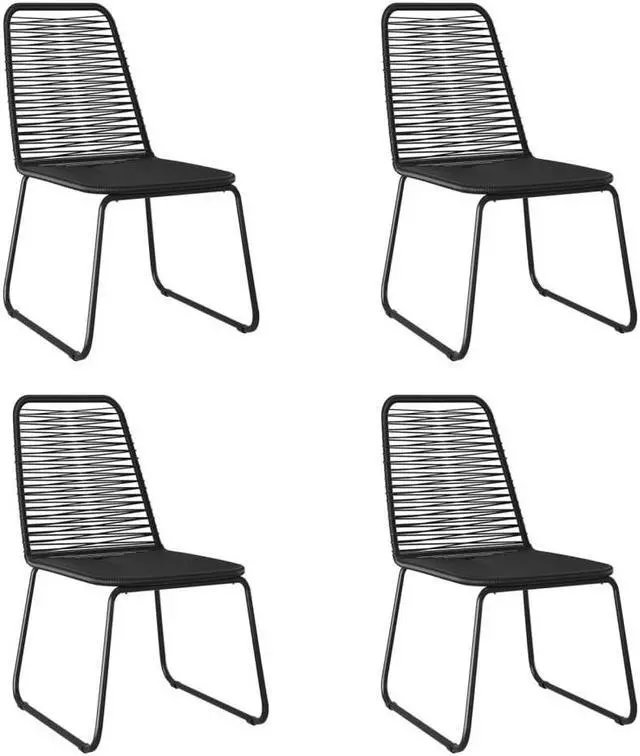 Alt view image 3 of 6 - vidaXL Patio Dining Set 5 Piece Outdoor Rattan Wicker Table and Chair Set Black