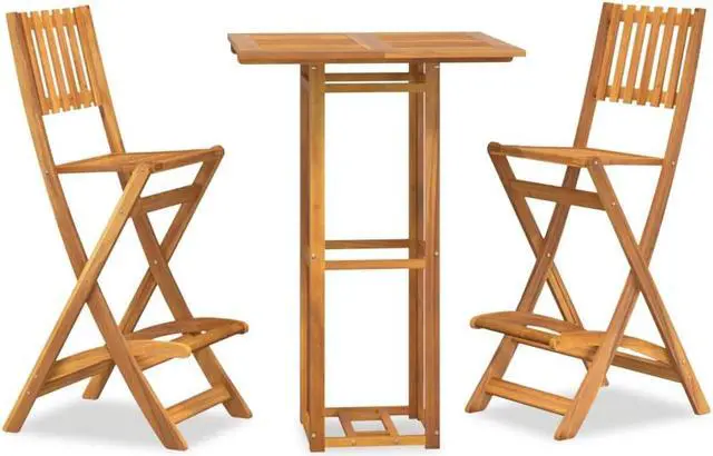 Alt view image 2 of 6 - vidaXL Bistro Set 3 Piece Patio Set Bistro Table and Chair Solid Wood Acacia