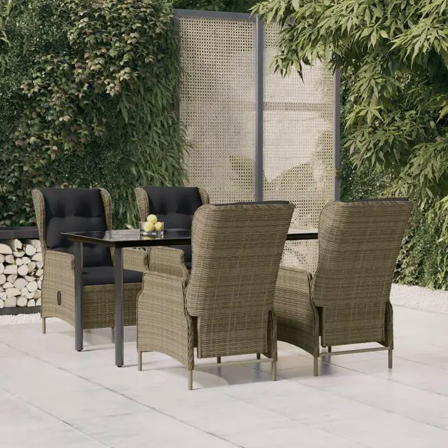 Main image of vidaXL Patio Dining Set 5 Piece Rattan Patio Conversation Set Brown Poly Rattan