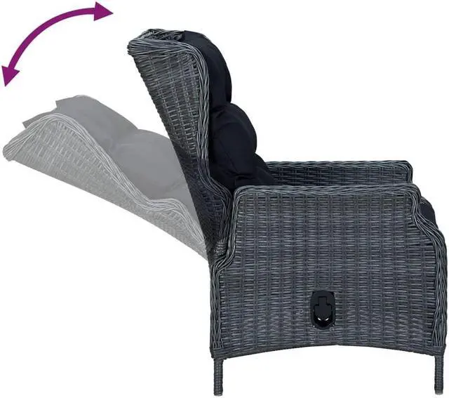 Alt view image 3 of 6 - vidaXL Patio Dining Set 5 Piece Patio Conversation Set Dark Gray Poly Rattan
