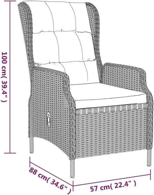Alt view image 4 of 6 - vidaXL Patio Dining Set 5 Piece Rattan Patio Conversation Set Brown Poly Rattan