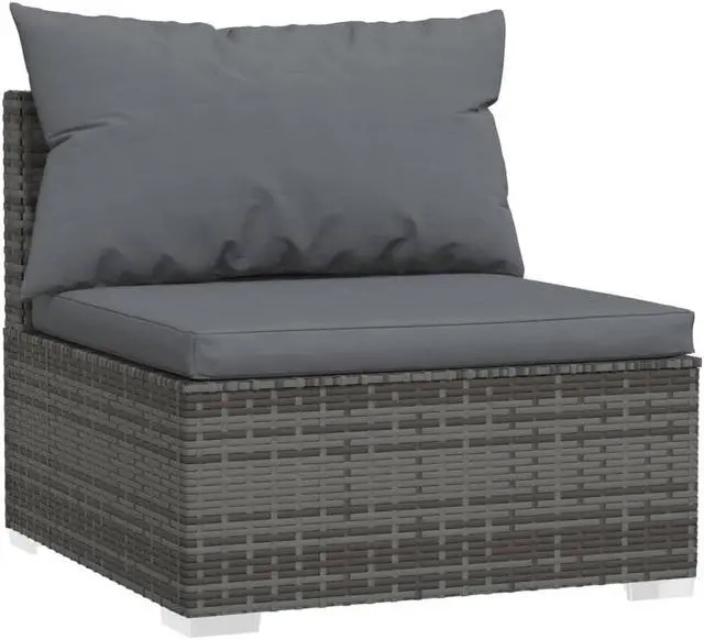Alt view image 3 of 6 - vidaXL Patio Lounge Set 10 Piece with Cushions Gray Poly Rattan Garden Seat