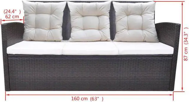 Alt view image 4 of 6 - vidaXL Patio Furniture Set 6 Piece Outdoor Table and Chairs Poly Rattan Brown