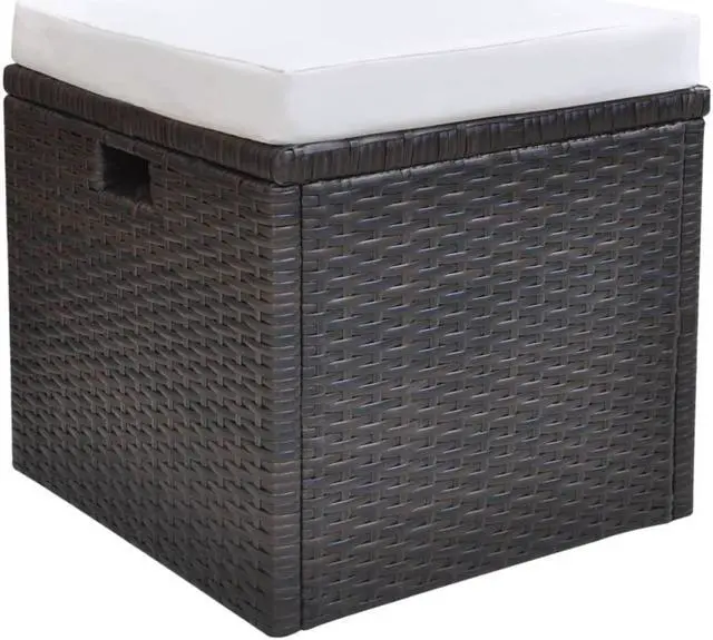 Alt view image 6 of 6 - vidaXL Patio Furniture Set 6 Piece Outdoor Table and Chairs Poly Rattan Brown