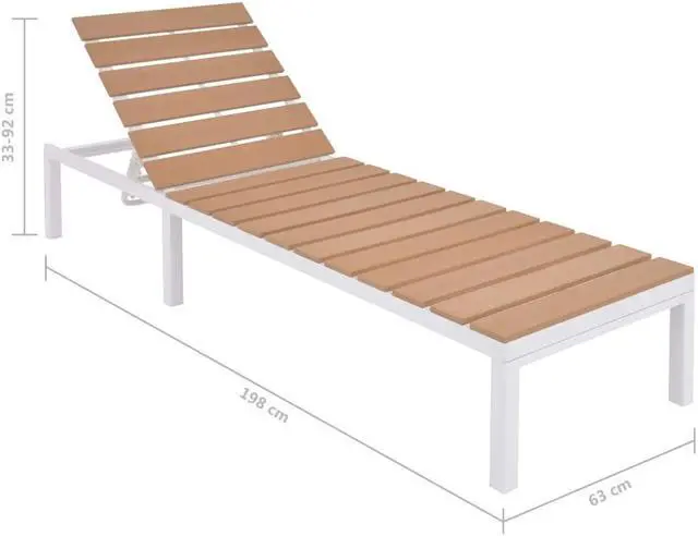 Alt view image 7 of 11 - vidaXL Patio Lounge Chair with Adjustable Backrest Sunlounger Aluminum and WPC