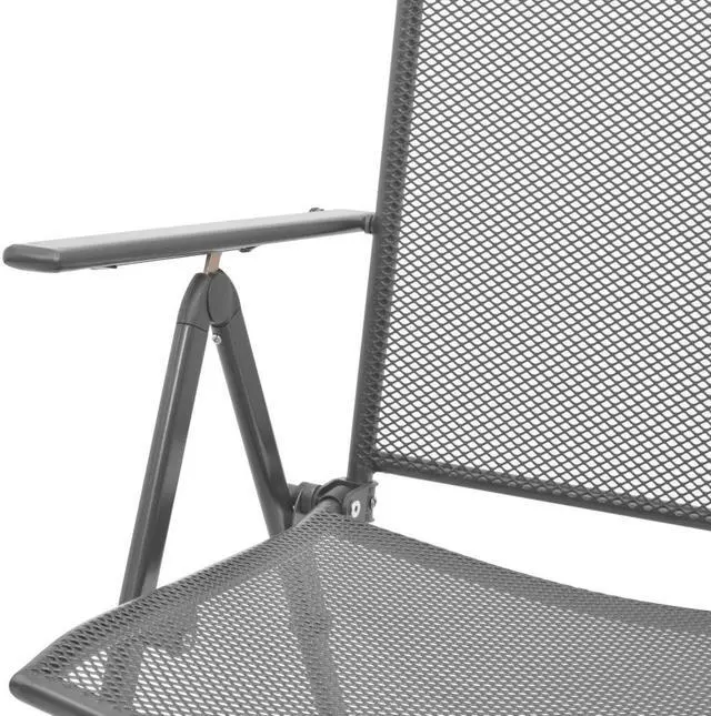 Alt view image 16 of 16 - vidaXL Stackable Patio Chairs 2 Pcs Stack Chair with Metal Frame Steel Gray