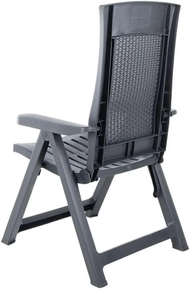 Alt view image 15 of 16 - vidaXL Outdoor Recliner Chairs 2 Pcs Patio Reclining Chair Plastic Anthracite