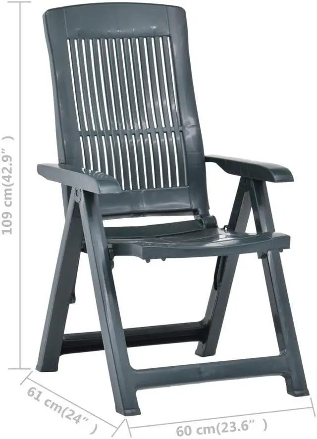 Alt view image 14 of 18 - vidaXL Outdoor Recliner Chairs 2 Pcs Reclining Chair with Armrest Plastic Green