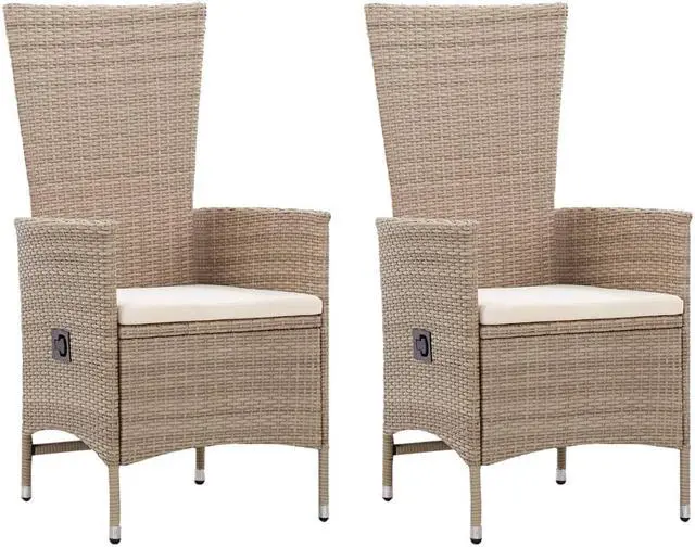 Alt view image 13 of 13 - vidaXL Patio Chairs 2 Pcs Patio Dining Chair with Cushions Poly Rattan Beige