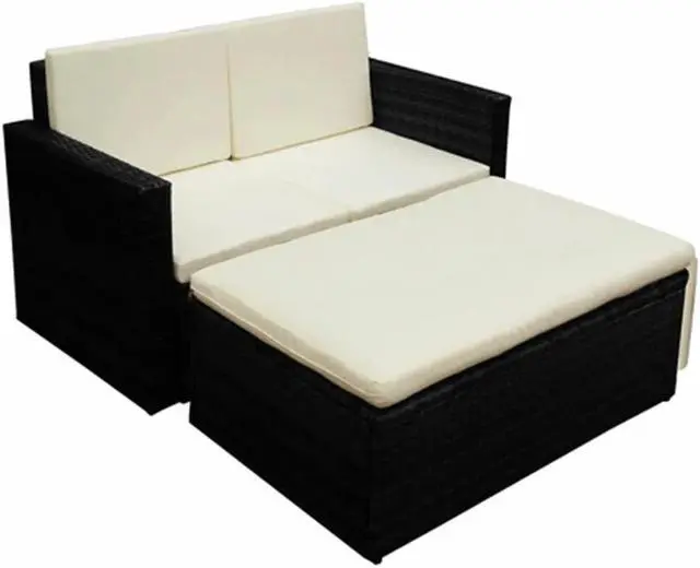 Alt view image 14 of 16 - vidaXL Patio Furniture Set 2 Piece Loveseat Outdoor Sofa Poly Rattan Black