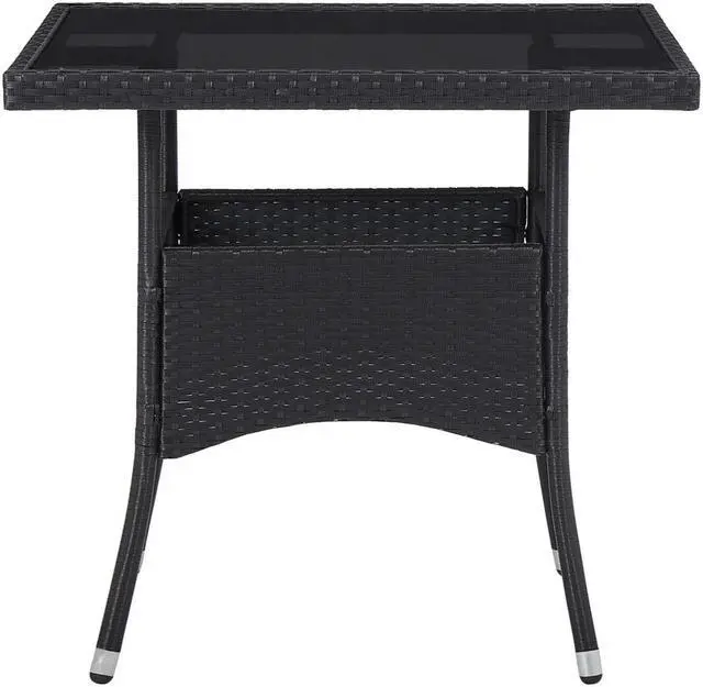 Alt view image 10 of 10 - vidaXL Outdoor Dining Table Garden Patio Table with Glass Top PE Rattan Black