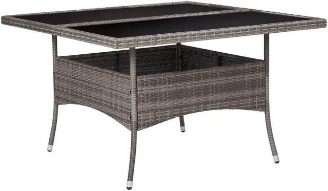 Alt view image 9 of 10 - vidaXL Patio Dining Table Garden Furniture for Front Porch PE Rattan Gray