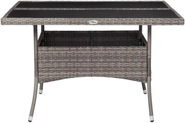 Alt view image 10 of 10 - vidaXL Patio Dining Table Garden Furniture for Front Porch PE Rattan Gray