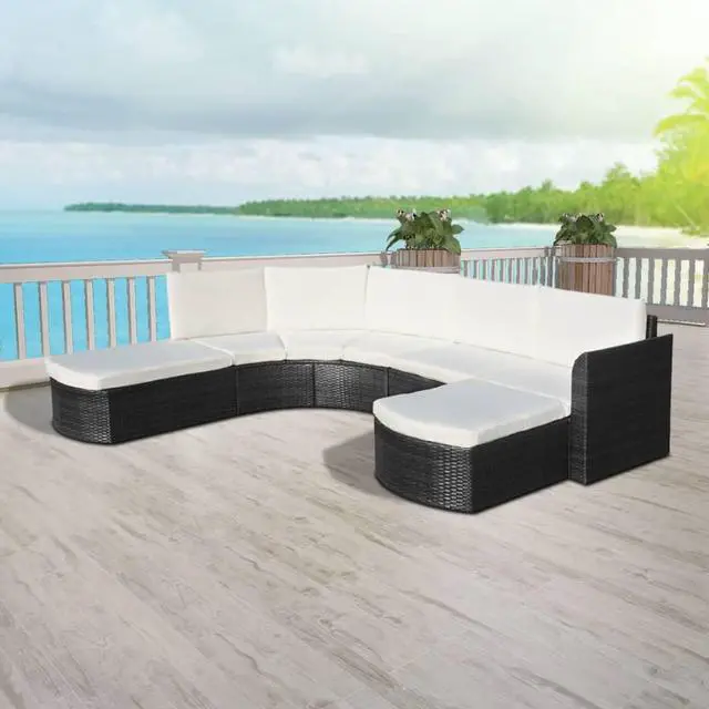 Alt view image 7 of 7 - vidaXL Patio Furniture Set 4 Piece Patio Couch Outdoor Sofa Poly Rattan Black