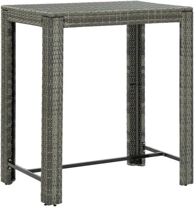 Alt view image 11 of 14 - vidaXL Patio Bar Table Outdoor Pub Table Bistro Counter Table PE Rattan Gray