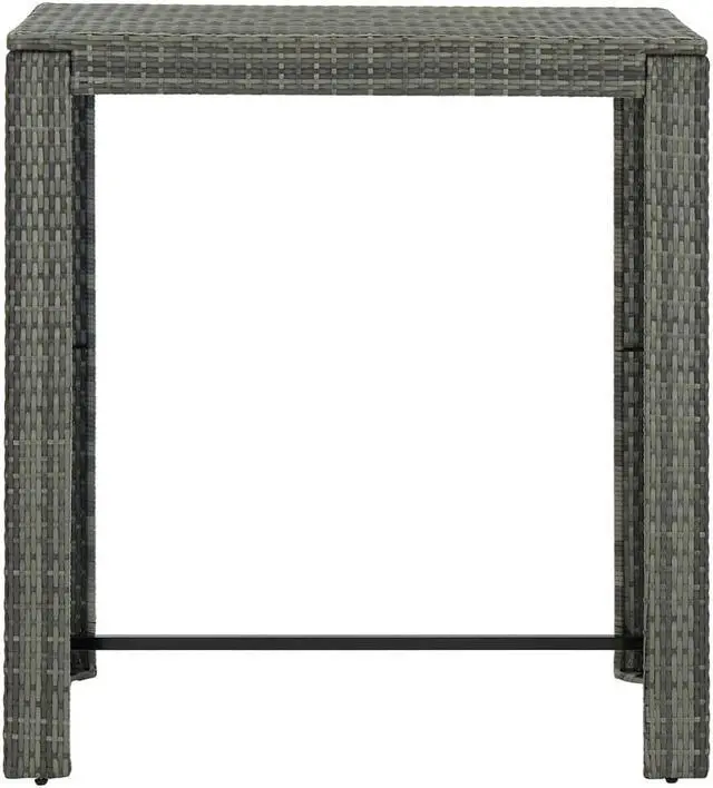 Alt view image 12 of 14 - vidaXL Patio Bar Table Outdoor Pub Table Bistro Counter Table PE Rattan Gray