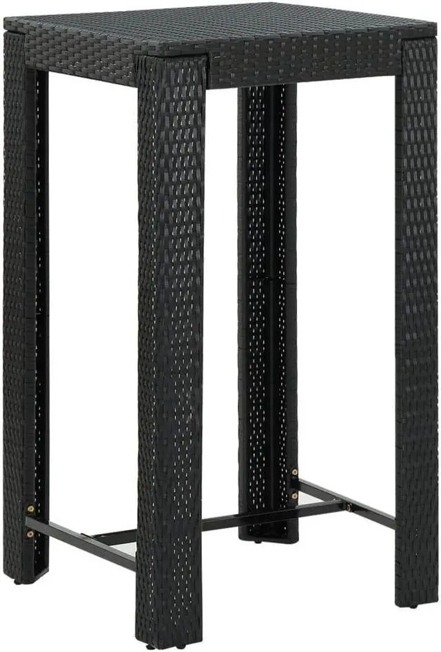 Alt view image 10 of 11 - vidaXL Bar Table Outdoor Pub Table Bistro Counter Height Table PE Rattan Black