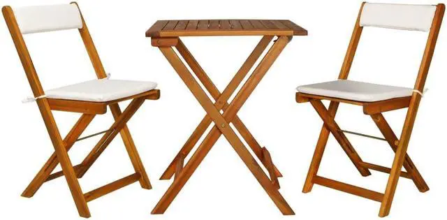 Alt view image 11 of 11 - vidaXL Patio Bistro Set 3 Piece Folding Table and Chairs Solid Acacia Wood