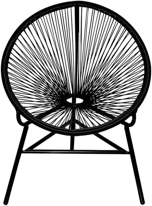 Alt view image 13 of 13 - vidaXL Patio Moon Chair Acapulco Chair with Steel Frame Poly Rattan Black