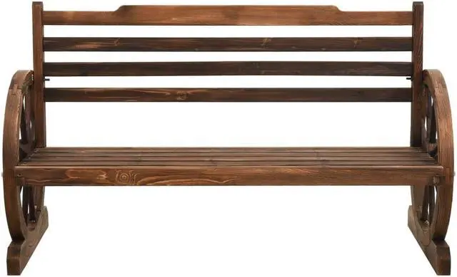 Alt view image 12 of 16 - vidaXL Wheel Bench Garden Wooden Wheel Bench with Backrest Solid Wood Fir