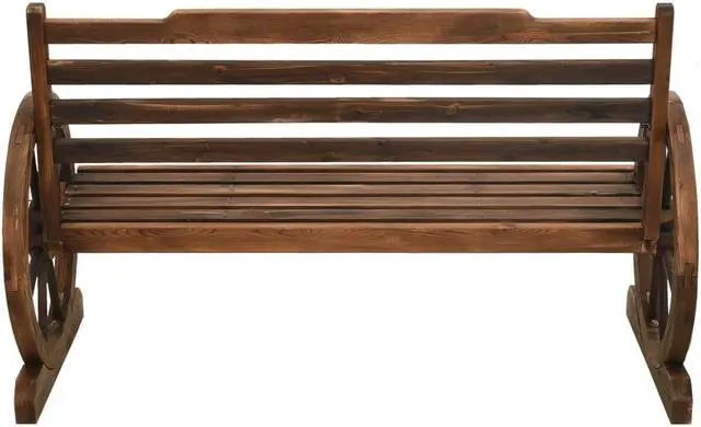 Alt view image 14 of 16 - vidaXL Wheel Bench Garden Wooden Wheel Bench with Backrest Solid Wood Fir