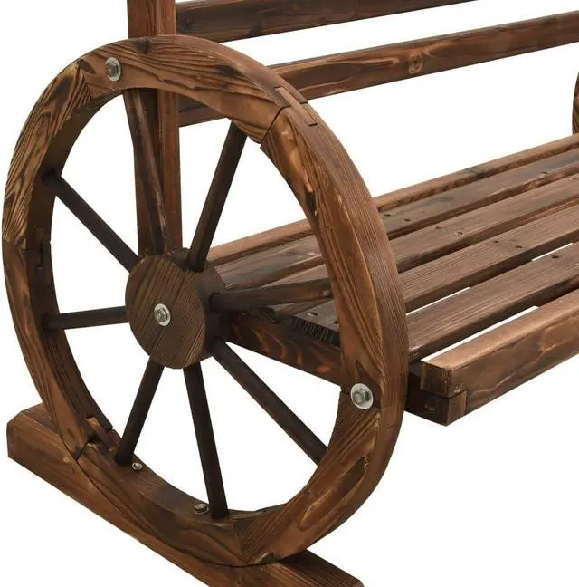 Alt view image 16 of 16 - vidaXL Wheel Bench Garden Wooden Wheel Bench with Backrest Solid Wood Fir