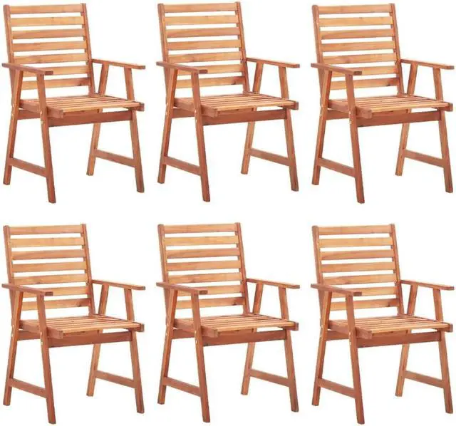 Alt view image 6 of 7 - vidaXL Patio Dining Chairs 6 Pcs Outdoor Chair with Cushions Solid Wood Acacia