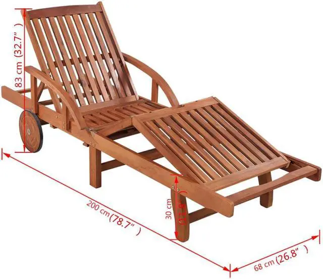 Alt view image 11 of 11 - vidaXL Patio Lounge Chair Outdoor Chaise Lounge with Table Solid Acacia Wood