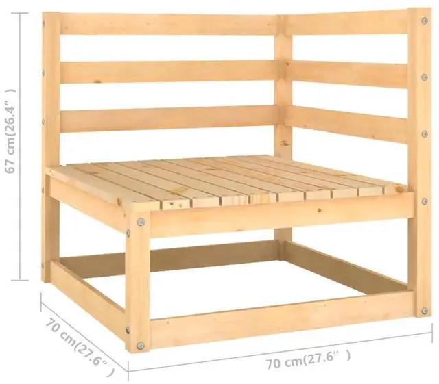 Alt view image 4 of 7 - vidaXL Patio Furniture Set 6 Piece Sectional Sofa with Cushions Solid Wood Pine