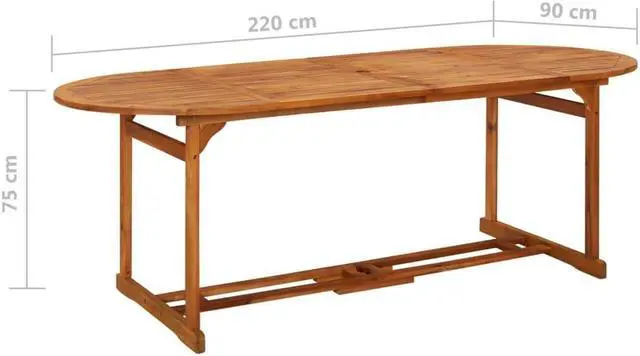 Alt view image 16 of 16 - vidaXL Outdoor Dining Table Patio Table with Umbrella Hole Solid Acacia Wood