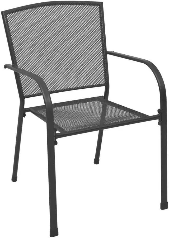 Alt view image 11 of 11 - vidaXL Patio Chairs 4 Pcs Stacking Dining Chair Mesh Design Anthracite Steel