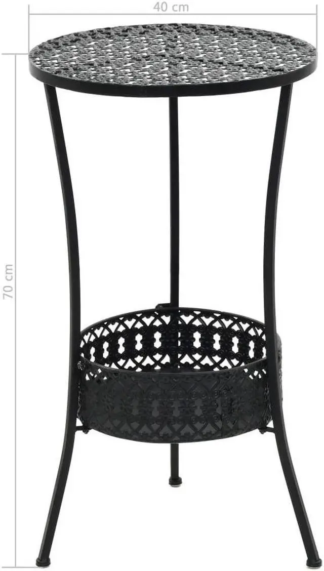 Alt view image 13 of 13 - vidaXL Bistro Table Patio Table with Storage Garden Outdoor Side Table Metal