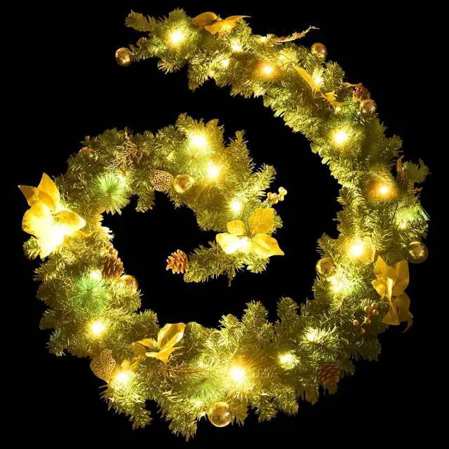 Alt view image 3 of 3 - vidaXL Christmas Decoration Christmas Garland Ornament with LED Lights Green PVC