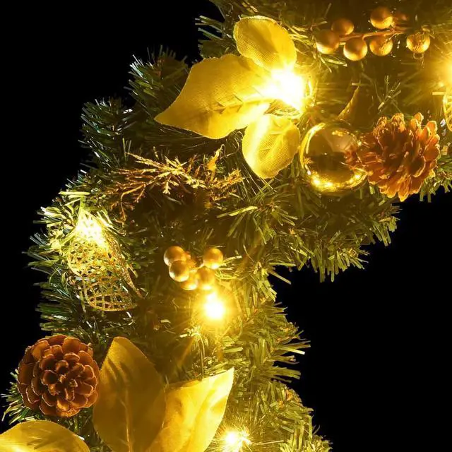 Alt view image 2 of 3 - vidaXL Christmas Decoration Christmas Garland Ornament with LED Lights Green PVC