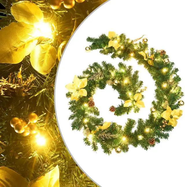 Main image of vidaXL Christmas Decoration Christmas Garland Ornament with LED Lights Green PVC