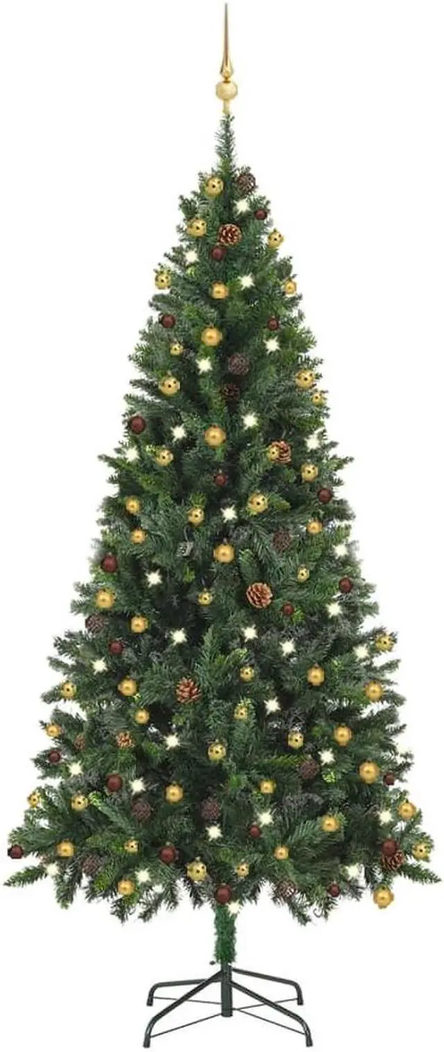 Main image of vidaXL Artificial Pre-lit Christmas Tree with Ball Set Xmas Decoration Green