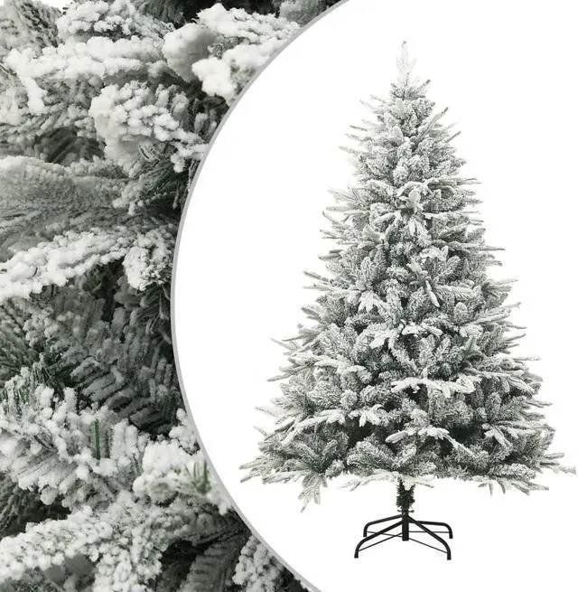 Main image of vidaXL Christmas Tree with Flocked Snow Artificial Christmas Tree Green PVC&PE
