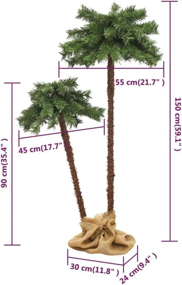 Alt view image 15 of 15 - vidaXL Artificial Double Palm Tree with LEDs 35.4"&59.1"