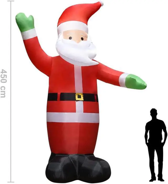 Alt view image 13 of 16 - vidaXL Inflatable Santa Claus with LEDs Christmas Decoration IP44 14.8'