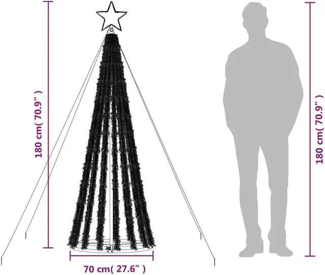 Alt view image 4 of 6 - vidaXL Christmas Tree Light Cone Outdoor Xmas Decoration 275 LEDs Warm White