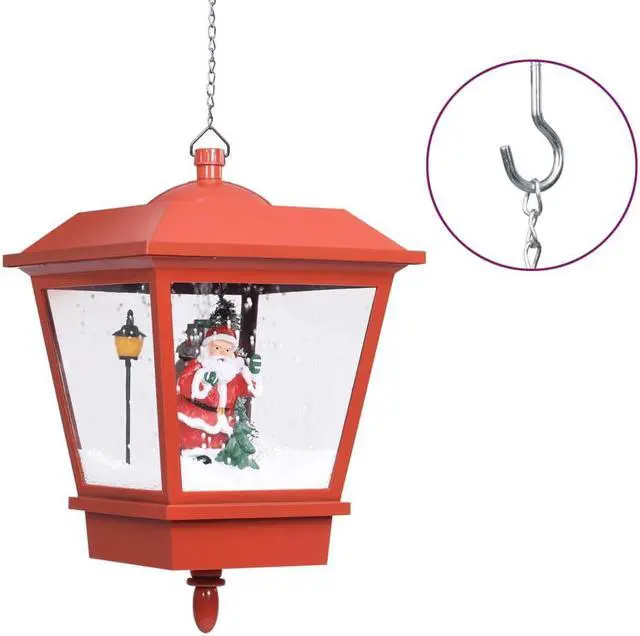 Alt view image 16 of 16 - vidaXL Christmas Lighting Hanging Lamp Holiday Street Lamp with Santa Red