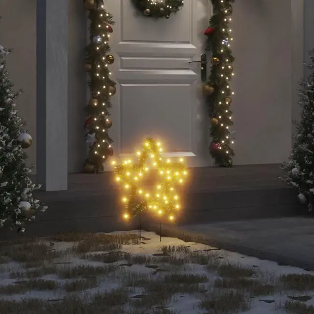 Main image of vidaXL Christmas Decoration with Spikes Outdoor Ornament 3 Pcs Star 50 LEDs