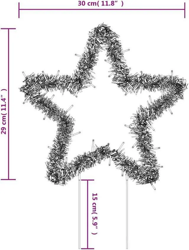 Alt view image 4 of 7 - vidaXL Christmas Decoration with Spikes Outdoor Ornament 3 Pcs Star 50 LEDs