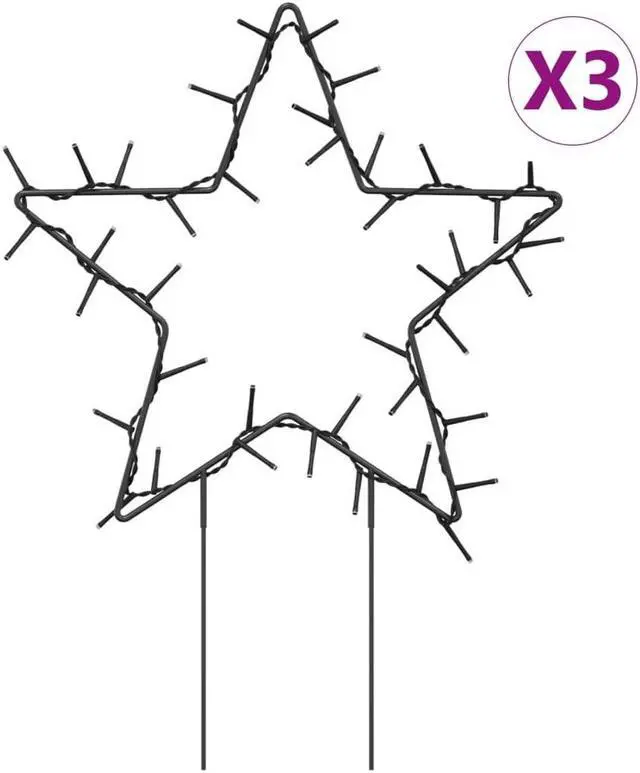 Alt view image 2 of 13 - vidaXL Christmas Decoration with Spikes Outdoor Ornament 3 Pcs Star 50 LEDs