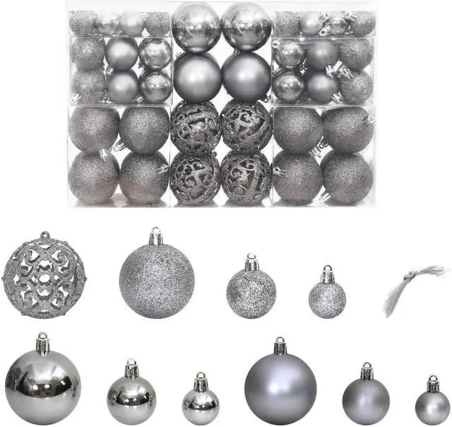 Main image of vidaXL Christmas Decoration Shatterproof Christmas Bauble Ornament 100 Pcs Gray
