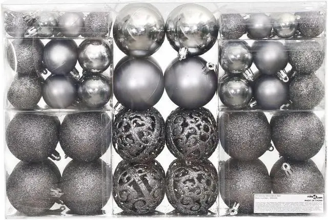 Alt view image 4 of 6 - vidaXL Christmas Decoration Shatterproof Christmas Bauble Ornament 100 Pcs Gray