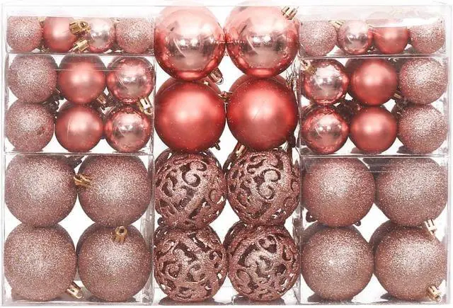 Alt view image 2 of 6 - vidaXL Christmas Decoration Shatterproof Christmas Bauble 100 Pcs Pink and Rose