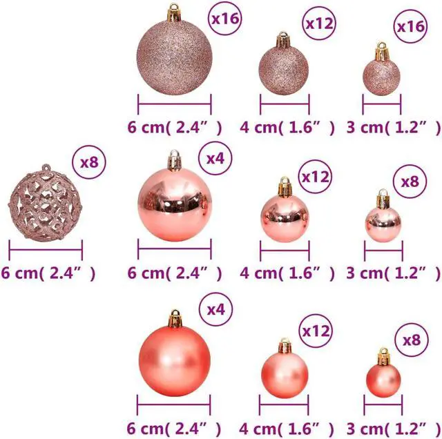 Alt view image 3 of 6 - vidaXL Christmas Decoration Shatterproof Christmas Bauble 100 Pcs Pink and Rose
